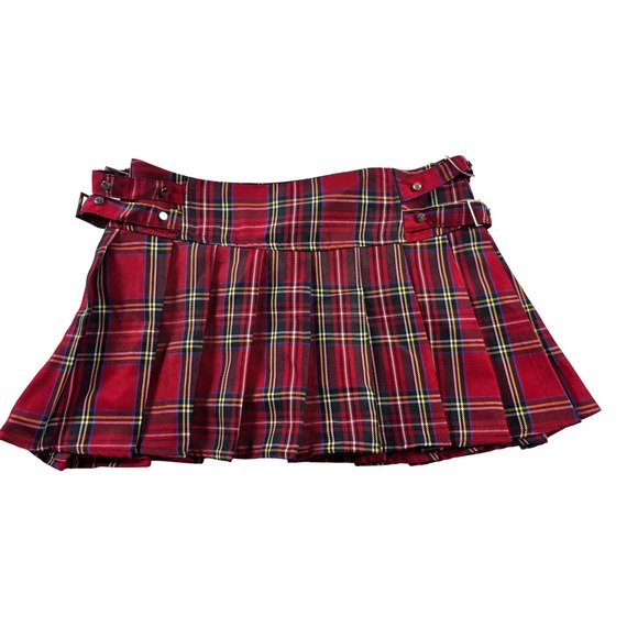 Y2K Red Plaid Pleated Mini Skirt XS | Bratz Clueless Schoolgirl Tartan Punktz - Picture 2 of 9